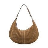 Large Suede Crossbody Purse, Black Suede Slouchy Bag & Crescent Hobo for Women