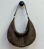 Large Suede Crossbody Purse, Black Suede Slouchy Bag & Crescent Hobo for Women
