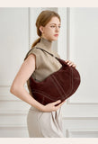 Large Suede Crossbody Purse, Black Suede Slouchy Bag & Crescent Hobo for Women