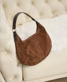 Large Suede Crossbody Purse, Black Suede Slouchy Bag & Crescent Hobo for Women