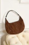 Large Suede Crossbody Purse, Black Suede Slouchy Bag & Crescent Hobo for Women