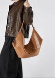 Large Woven Leather Tote Bag, Hobo Bag for Women – Soft Genuine Leather Shoulder Bag, Summer 2025 Fashion Handbag for Work, Travel & Daily Use