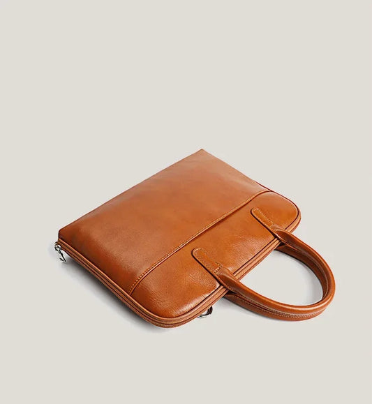 Leather briefcase women - Leather laptop bag women - 14 inch laptop bag - Office bag women - Slim leather briefcase - Convertible laptop bag