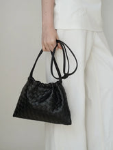 Luxurious Handwoven Lambskin Drawstring Shoulder Bag - Genuine Leather Shoulder Bucket Bag for Women