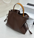 Luxurious Minimalist Soft Calfskin Bucket Bag | Shoulder Bag and Crossbody Bag for Women with Drawstring Closure