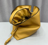 Luxurious Minimalist Soft Calfskin Bucket Bag | Shoulder Bag and Crossbody Bag for Women with Drawstring Closure