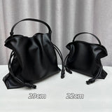 Luxurious Minimalist Soft Calfskin Bucket Bag | Shoulder Bag and Crossbody Bag for Women with Drawstring Closure