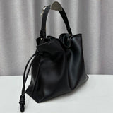 Luxurious Minimalist Soft Calfskin Bucket Bag | Shoulder Bag and Crossbody Bag for Women with Drawstring Closure