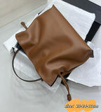 Luxurious Minimalist Soft Calfskin Bucket Bag | Shoulder Bag and Crossbody Bag for Women with Drawstring Closure