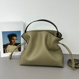 Luxurious Minimalist Soft Calfskin Bucket Bag | Shoulder Bag and Crossbody Bag for Women with Drawstring Closure
