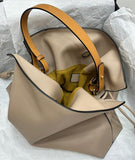 Luxurious Minimalist Soft Calfskin Bucket Bag | Shoulder Bag and Crossbody Bag for Women with Drawstring Closure