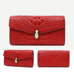 Luxury Cowhide Leather Crocodile-Embossed Clutch, Elegant Genuine Leather Evening Bag for Women Luxury Cowhide Leather Crocodile-Embossed Clutch, Elegant Genuine Leather Evening Bag for Women