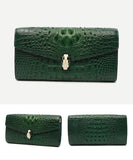 Luxury Cowhide Leather Crocodile-Embossed Clutch, Elegant Genuine Leather Evening Bag for Women