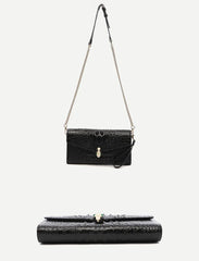 Luxury Cowhide Leather Crocodile-Embossed Clutch, Elegant Genuine Leather Evening Bag for Women Luxury Cowhide Leather Crocodile-Embossed Clutch, Elegant Genuine Leather Evening Bag for Women