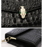 Luxury Cowhide Leather Crocodile-Embossed Clutch, Elegant Genuine Leather Evening Bag for Women