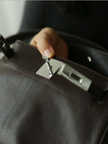 Luxury Black Leather Tote Bag, Handmade Togo and Lambskin Leather Shoulder Bag and Crossbody Square Bag