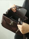 Luxury Black Leather Tote Bag, Handmade Togo and Lambskin Leather Shoulder Bag and Crossbody Square Bag