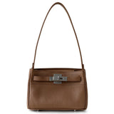 Luxury Black Leather Tote Bag, Handmade Togo and Lambskin Leather Shoulder Bag and Crossbody Square Bag