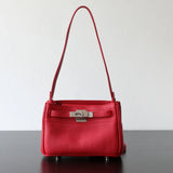 Luxury Black Leather Tote Bag, Handmade Togo and Lambskin Leather Shoulder Bag and Crossbody Square Bag