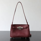 Luxury Black Leather Tote Bag, Handmade Togo and Lambskin Leather Shoulder Bag and Crossbody Square Bag