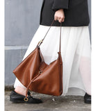 Luxury Cowhide Leather Hobo Bag | Soft Leather Shoulder & Crossbody Purse
