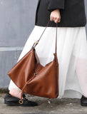 Luxury Cowhide Leather Hobo Bag | Soft Leather Shoulder & Crossbody Purse