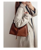 Luxury Cowhide Leather Hobo Bag | Soft Leather Shoulder & Crossbody Purse