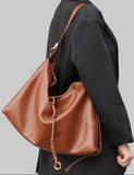 Luxury Cowhide Leather Hobo Bag | Soft Leather Shoulder & Crossbody Purse