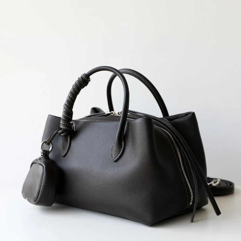 Luxury Cowhide Leather Tote Bag for Women — Handcrafted Large Shoulder Work Satchel with Laptop Compartment | Office, Travel & Everyday Carry