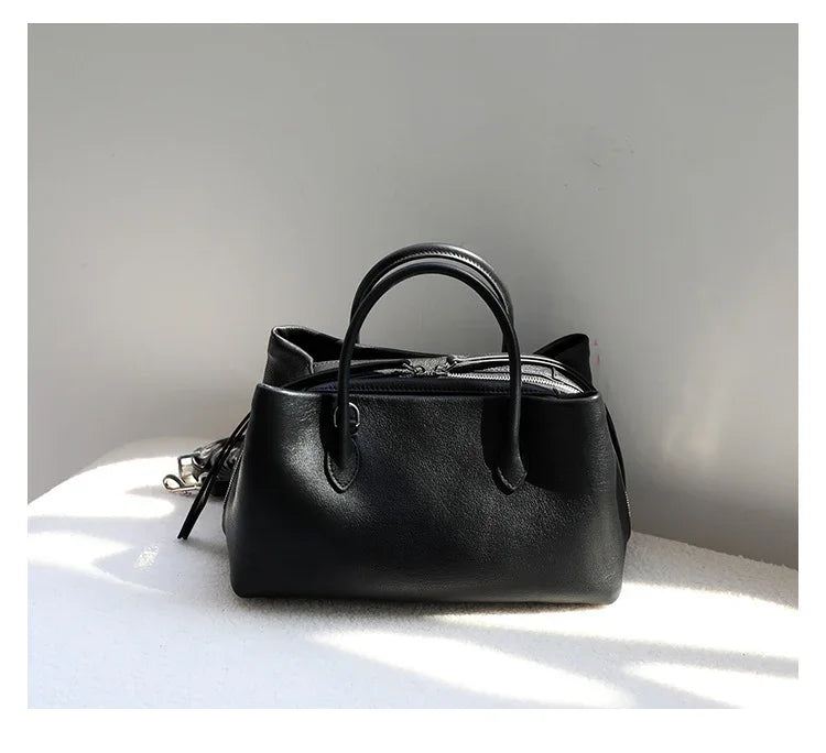 Luxury Cowhide Leather Tote Bag for Women — Handcrafted Large Shoulder Work Satchel with Laptop Compartment | Office, Travel & Everyday Carry