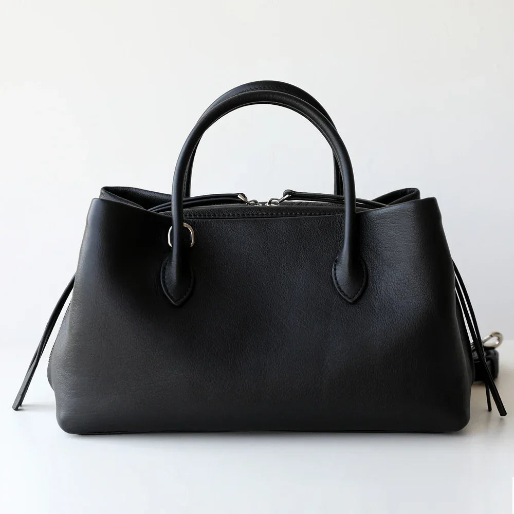 Luxury Cowhide Leather Tote Bag for Women — Handcrafted Large Shoulder Work Satchel with Laptop Compartment | Office, Travel & Everyday Carry