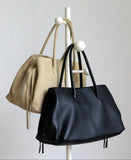 Luxury Cowhide Leather Tote Bag | Handcrafted Large Shoulder Work Satchel