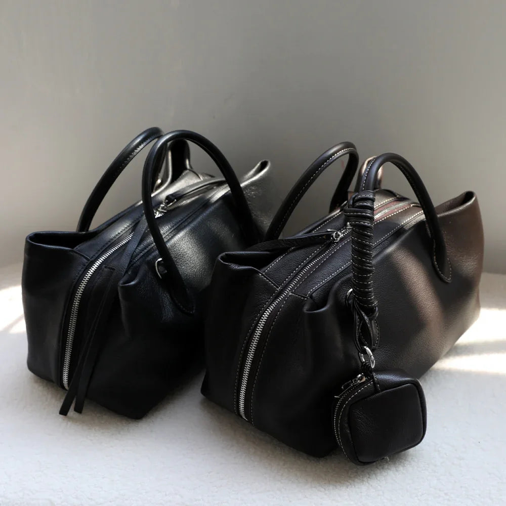 Luxury Cowhide Leather Tote Bag for Women — Handcrafted Large Shoulder Work Satchel with Laptop Compartment | Office, Travel & Everyday Carry