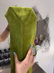 Luxury Green Suede Leather Tote Bag, Large Unique Fashion Shoulder Purse for Women Luxury Green Suede Leather Tote Bag, Large Unique Fashion Shoulder Purse for Women