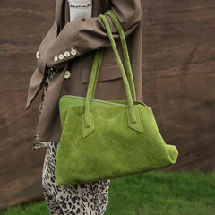Luxury Green Suede Leather Tote Bag, Large Unique Fashion Shoulder Purse for Women Luxury Green Suede Leather Tote Bag, Large Unique Fashion Shoulder Purse for Women