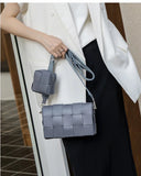 Luxury Handmade Lambskin Woven Crossbody Bag, Soft Leather Shoulder Purse
