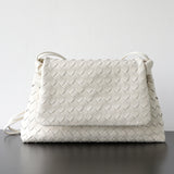 Luxury Handwoven Lambskin Crossbody Bag, Soft Leather Hobo Bag, Designer Craftsmanship Woven Flap Tote for Women