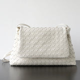Luxury Handwoven Lambskin Crossbody Bag, Soft Leather Hobo Bag, Designer Craftsmanship Woven Flap Tote for Women