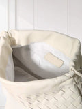 Luxury Handwoven Lambskin Crossbody Bag, Soft Leather Hobo Bag, Designer Craftsmanship Woven Flap Tote for Women