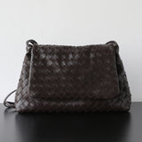 Luxury Handwoven Lambskin Crossbody Bag, Soft Leather Hobo Bag, Designer Craftsmanship Woven Flap Tote for Women