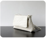 Luxury Handwoven Lambskin Crossbody Bag, Soft Leather Hobo Bag, Designer Craftsmanship Woven Flap Tote for Women