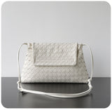 Luxury Handwoven Lambskin Crossbody Bag, Soft Leather Hobo Bag, Designer Craftsmanship Woven Flap Tote for Women