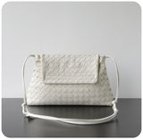 Luxury Handwoven Lambskin Crossbody Bag, Soft Leather Hobo Bag, Designer Craftsmanship Woven Flap Tote for Women