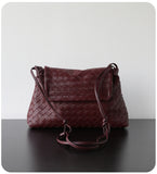 Luxury Handwoven Lambskin Crossbody Bag, Soft Leather Hobo Bag, Designer Craftsmanship Woven Flap Tote for Women