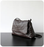 Luxury Handwoven Lambskin Crossbody Bag, Soft Leather Hobo Bag, Designer Craftsmanship Woven Flap Tote for Women