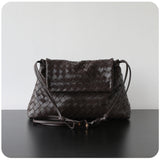 Luxury Handwoven Lambskin Crossbody Bag, Soft Leather Hobo Bag, Designer Craftsmanship Woven Flap Tote for Women