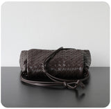 Luxury Handwoven Lambskin Crossbody Bag, Soft Leather Hobo Bag, Designer Craftsmanship Woven Flap Tote for Women