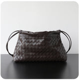 Luxury Handwoven Lambskin Crossbody Bag, Soft Leather Hobo Bag, Designer Craftsmanship Woven Flap Tote for Women