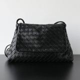 Luxury Handwoven Lambskin Crossbody Bag, Soft Leather Hobo Bag, Designer Craftsmanship Woven Flap Tote for Women