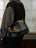 Luxury Handwoven Lambskin Crossbody Bag, Soft Leather Hobo Bag, Designer Craftsmanship Woven Flap Tote for Women